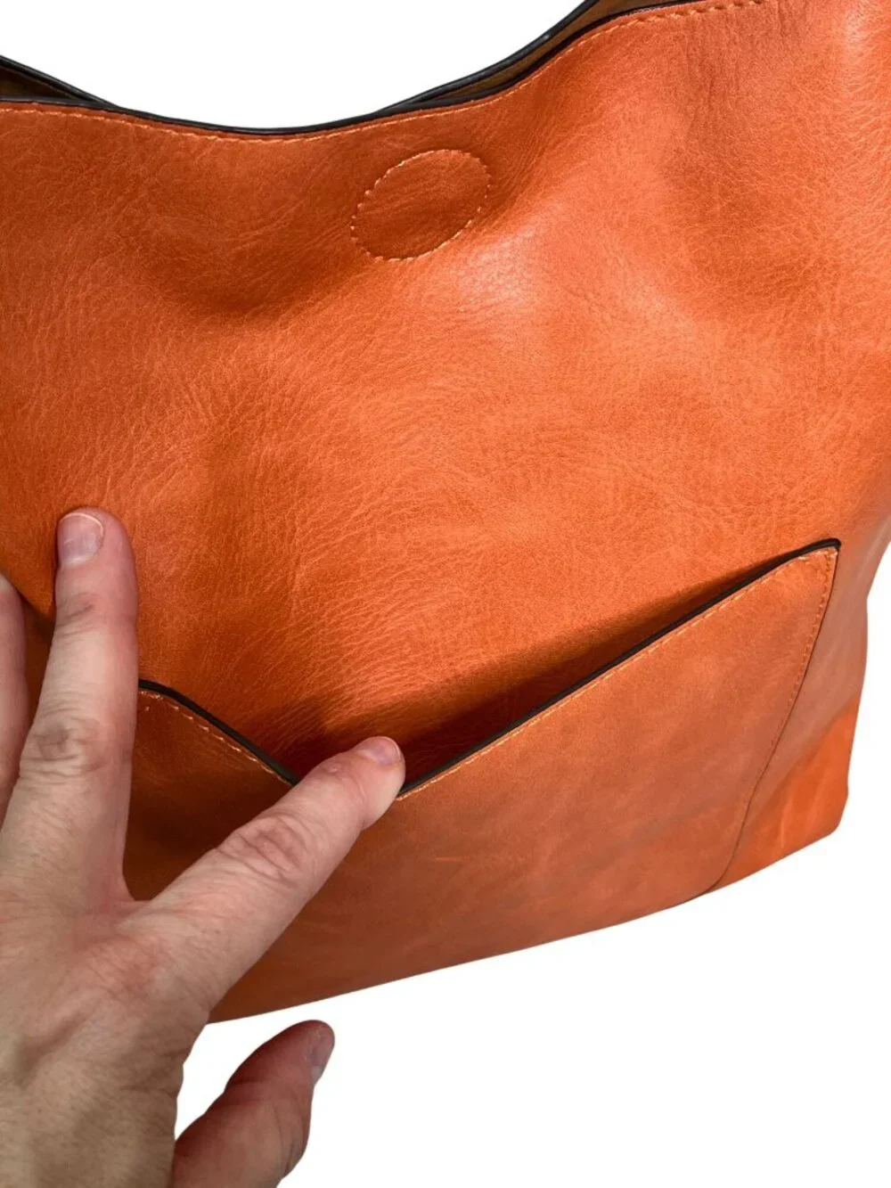 Susan Joy Coral Peach Faux Leather Hobo Shoulder Bag Large Slouch Tote